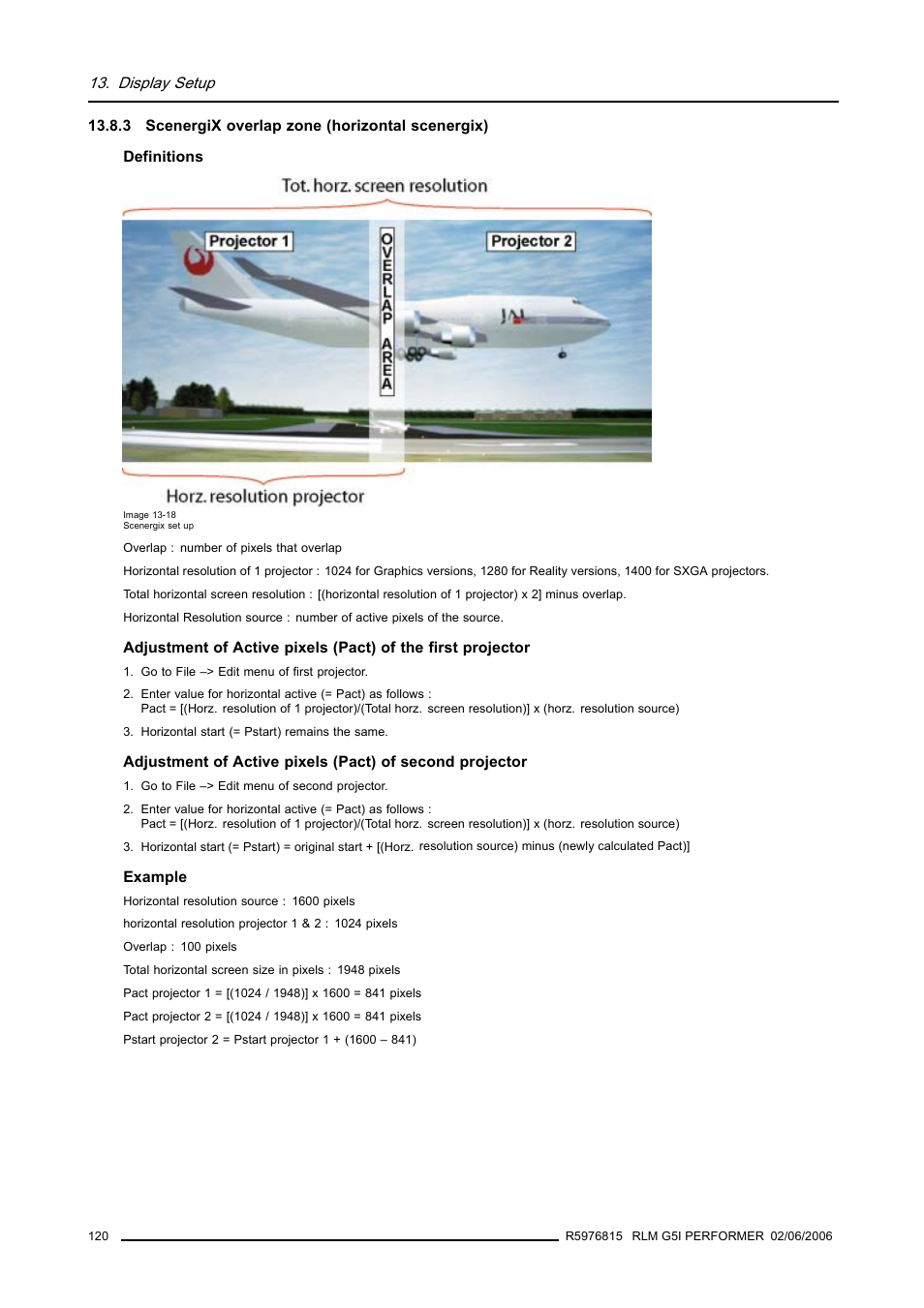 3 scenergix overlap zone (horizontal scenergix), Scenergix overlap zone (horizontal scenergix) | Barco RLM G5I PERFORMER R9010320 User Manual | Page 122 / 150