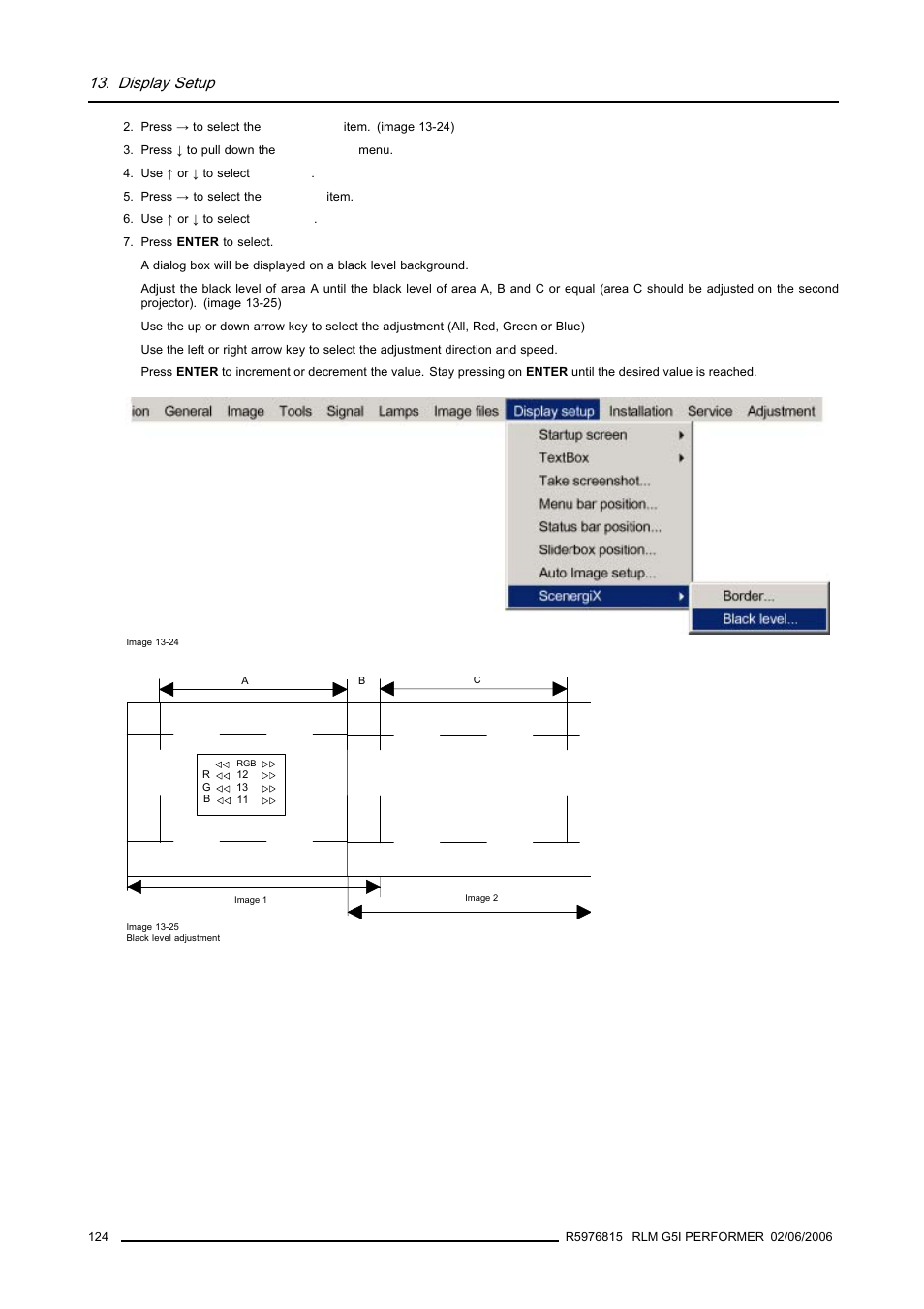 Display setup | Barco RLM G5I PERFORMER R9010320 User Manual | Page 126 / 150