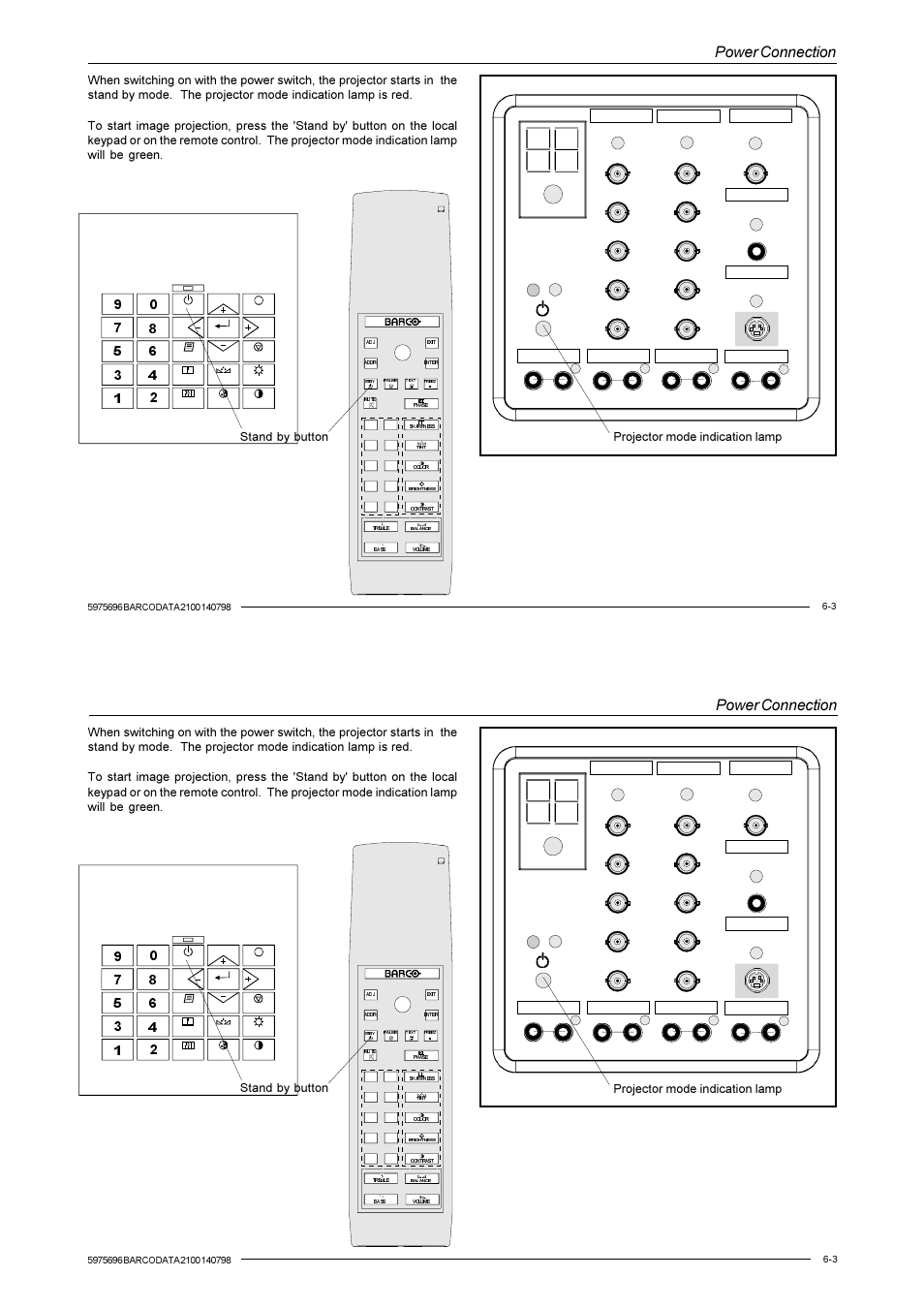 Power connection | Barco R9001070 User Manual | Page 43 / 121