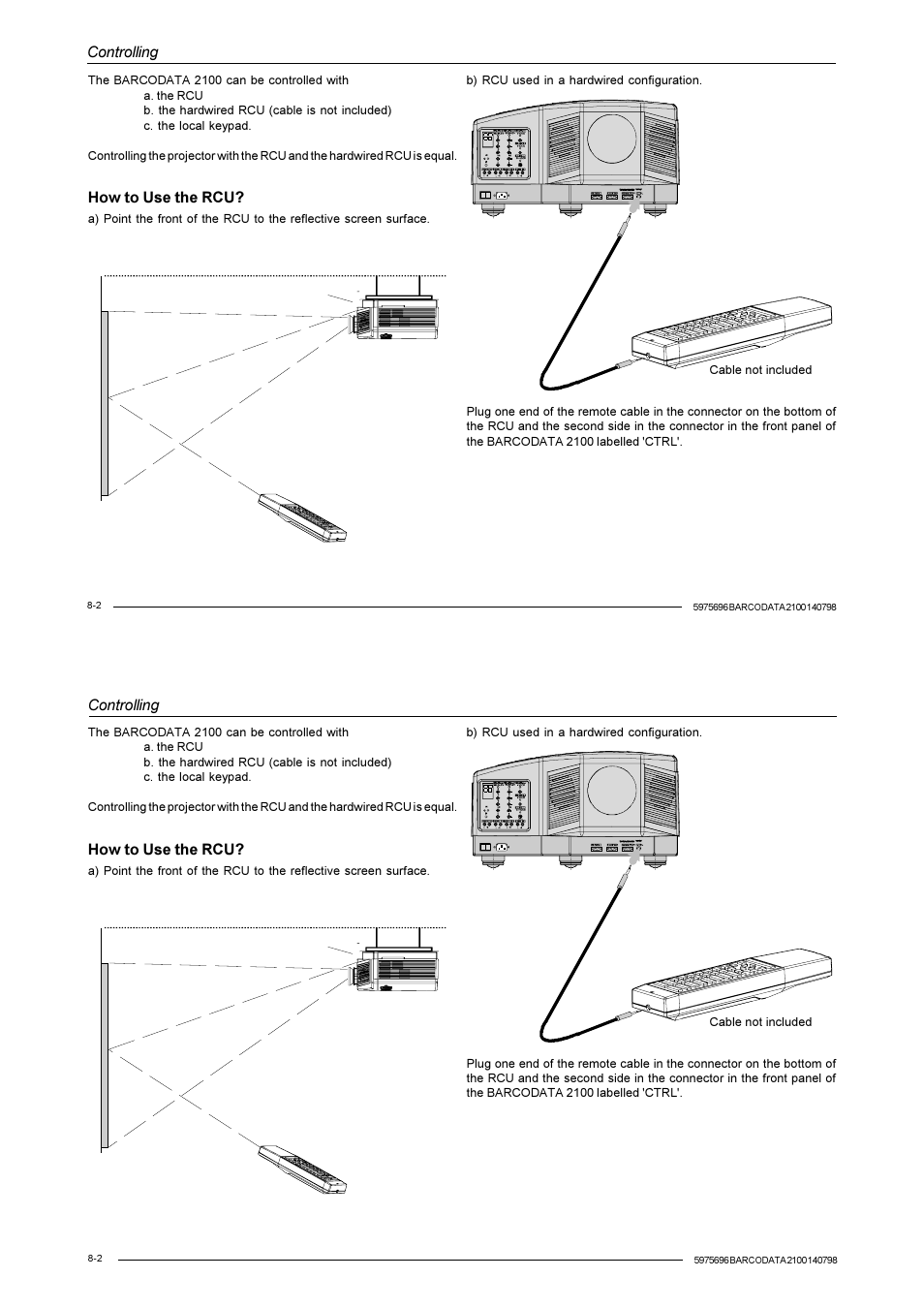 Controlling, How to use the rcu | Barco R9001070 User Manual | Page 56 / 121