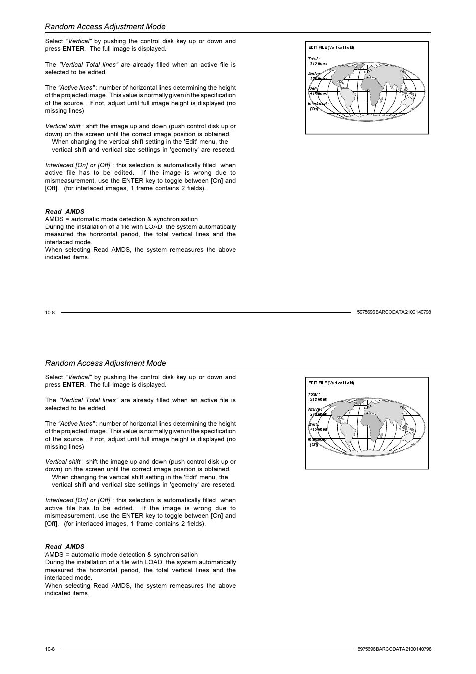 Random access adjustment mode | Barco R9001070 User Manual | Page 71 / 121