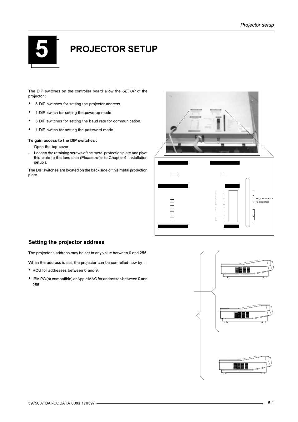 Setting the projector address, Projector setup | Barco R9002031 User Manual | Page 16 / 45