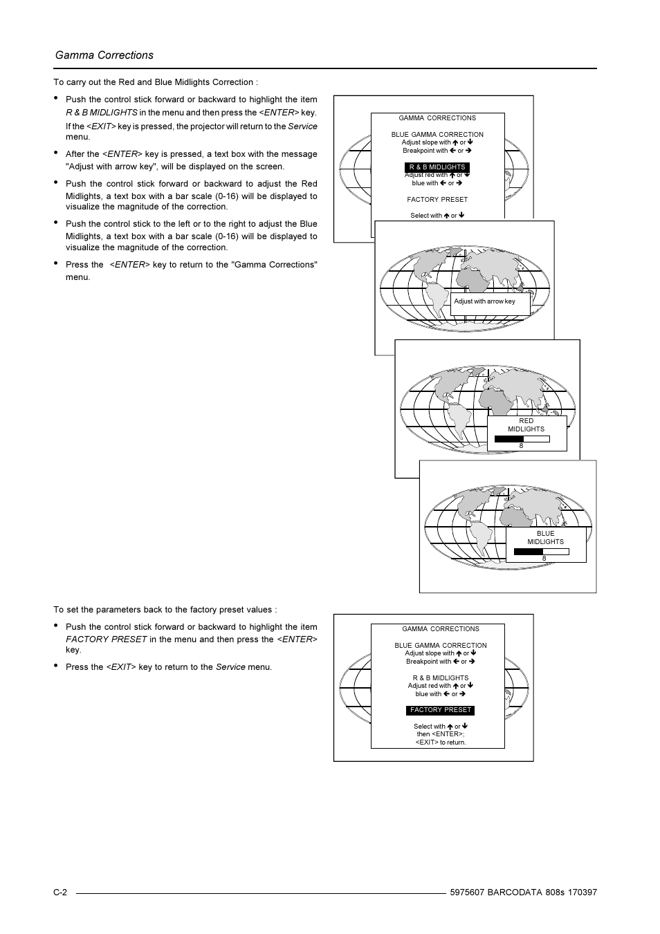 Gamma corrections | Barco R9002031 User Manual | Page 43 / 45