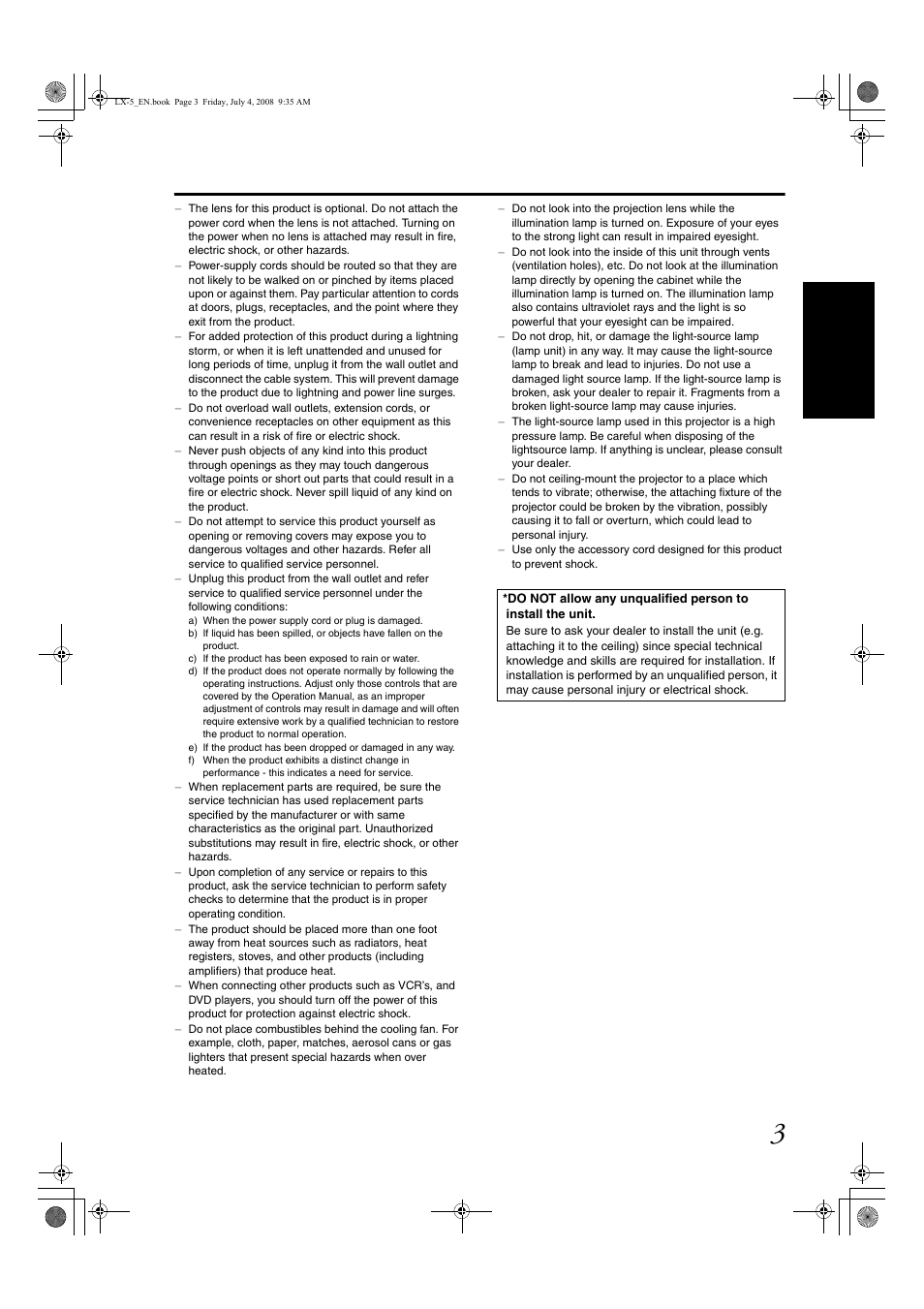 Barco D-ILA LX-5 User Manual | Page 3 / 52