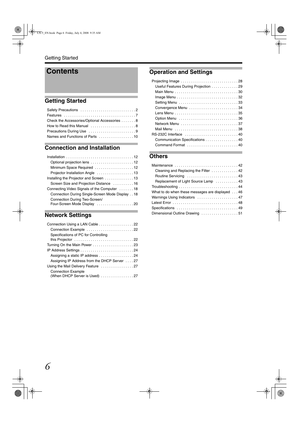 Barco D-ILA LX-5 User Manual | Page 6 / 52