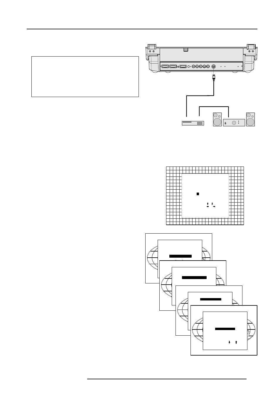 Connections, Connecting a s-video or video source to port 2, Adjust | Enter, Exit, Press, Key. select 'random access' and press, Select 'selected source' and press, Highlight 'picture tuning' and press, Highlight 'port 2 : video' and press | Barco R9002120 User Manual | Page 17 / 57
