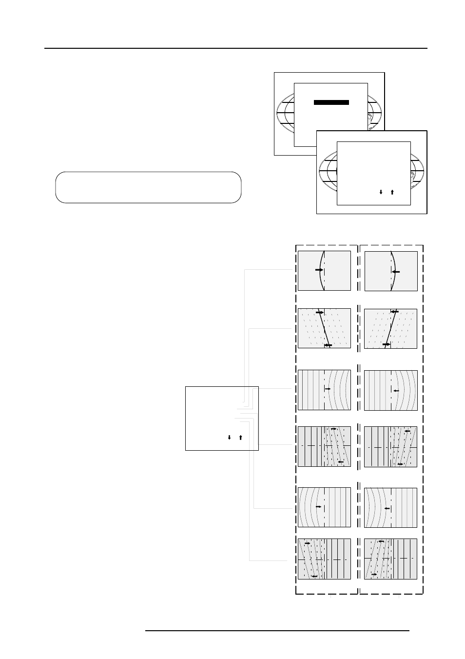 Random access adjustment mode, Left-right (east-west) adjustments | Barco R9002120 User Manual | Page 33 / 57