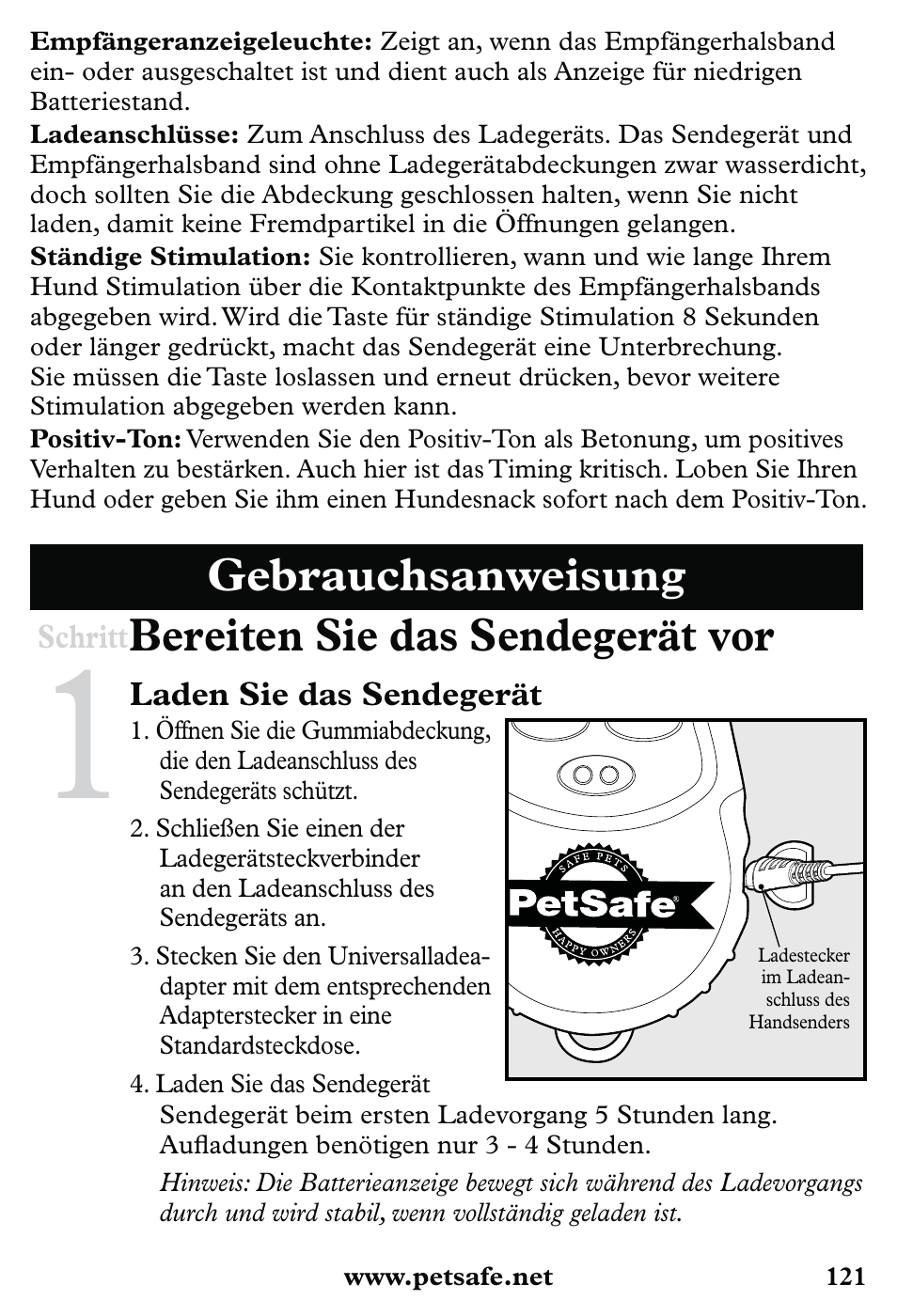 Gebrauchsanweisung bereiten sie das sendegerät vor | Petsafe 350 m Little Dog Deluxe Remote Trainer User Manual | Page 121 / 164