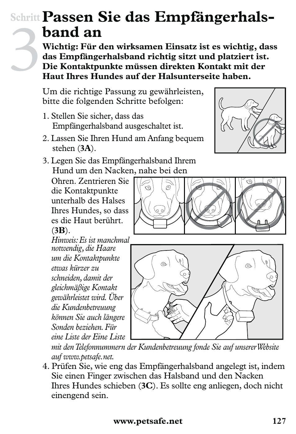Passen sie das empfängerhals- band an | Petsafe 350 m Little Dog Deluxe Remote Trainer User Manual | Page 127 / 164
