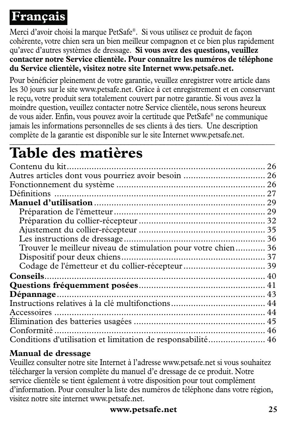 Petsafe 350 m Little Dog Deluxe Remote Trainer User Manual | Page 25 / 164