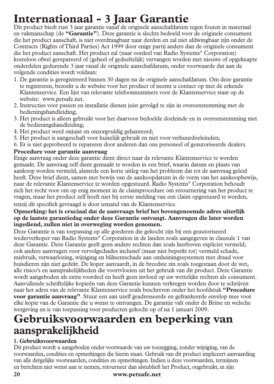 Internationaal - 3 jaar garantie | Petsafe Anti-Bark Spray Collar User Manual | Page 20 / 44