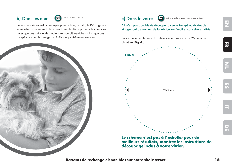 De it nl es fr en | Petsafe Big Cat/Small Dog Pet Door User Manual | Page 15 / 64