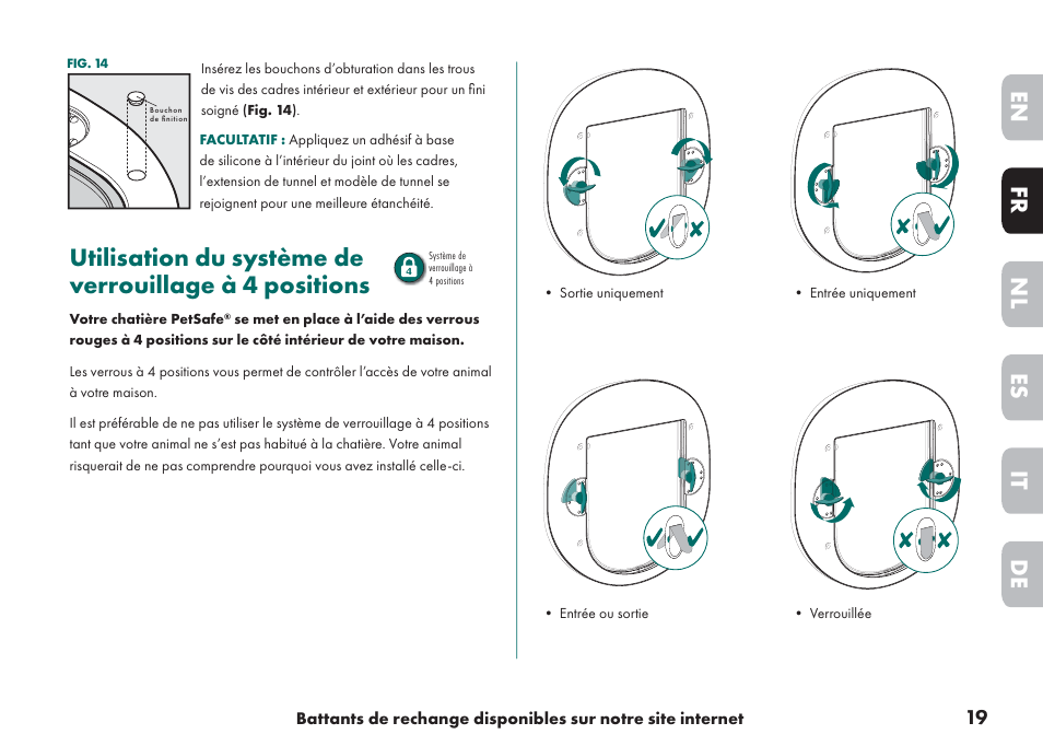 De it nl es fr en | Petsafe Big Cat/Small Dog Pet Door User Manual | Page 19 / 64