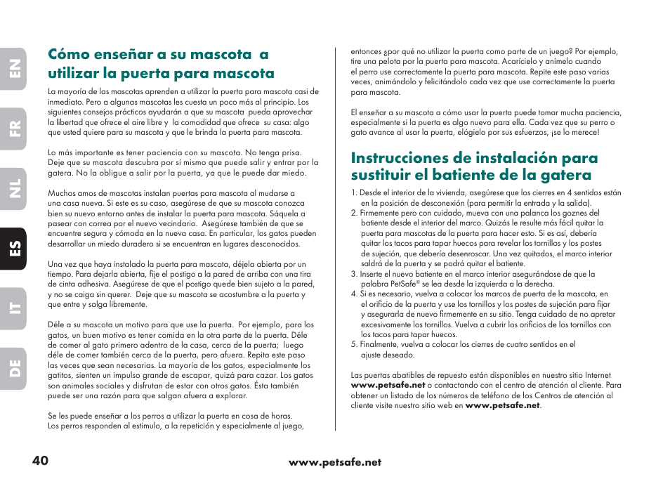 Petsafe Big Cat/Small Dog Pet Door User Manual | Page 40 / 64