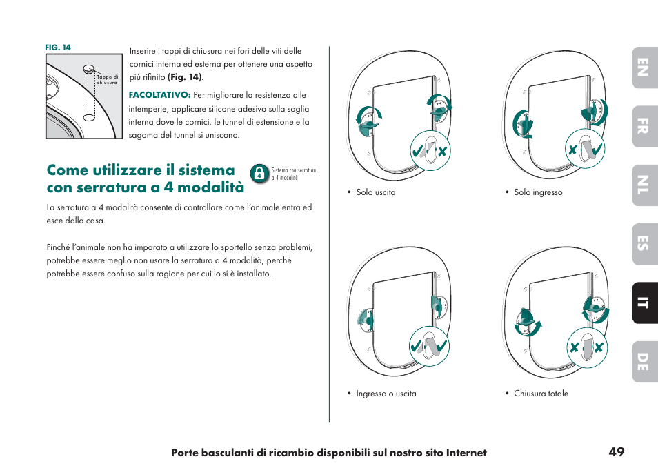 De it nl es fr en | Petsafe Big Cat/Small Dog Pet Door User Manual | Page 49 / 64