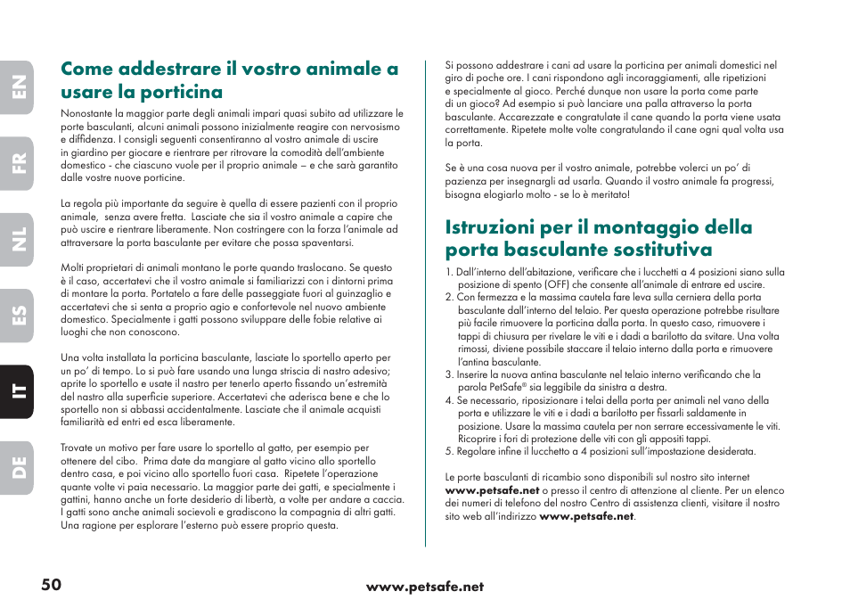 Petsafe Big Cat/Small Dog Pet Door User Manual | Page 50 / 64