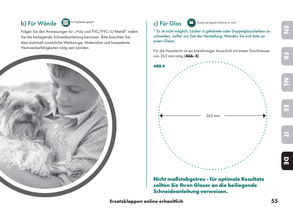De it nl es fr en | Petsafe Big Cat/Small Dog Pet Door User Manual | Page 55 / 64