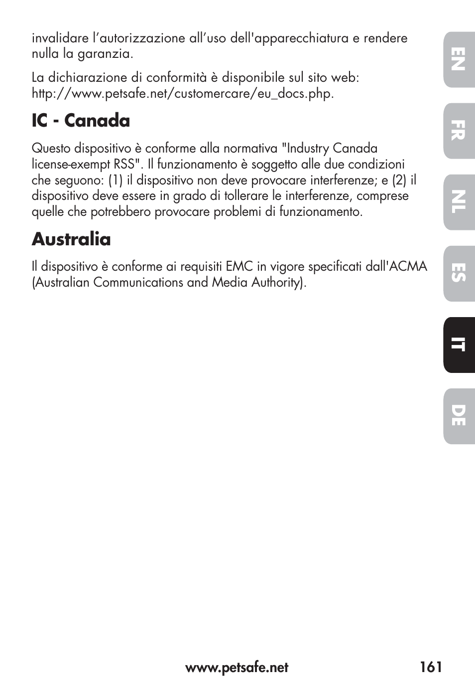 Petsafe Big Dog Remote Trainer User Manual | Page 161 / 200