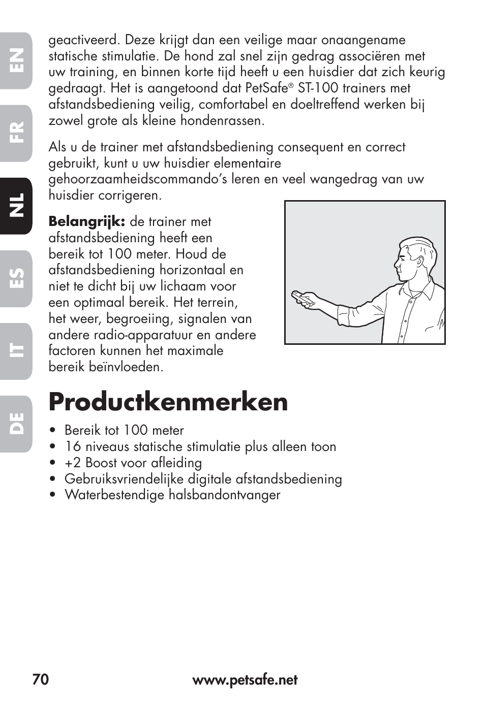 Productkenmerken, Fr en es nl it de | Petsafe Big Dog Remote Trainer User Manual | Page 70 / 200