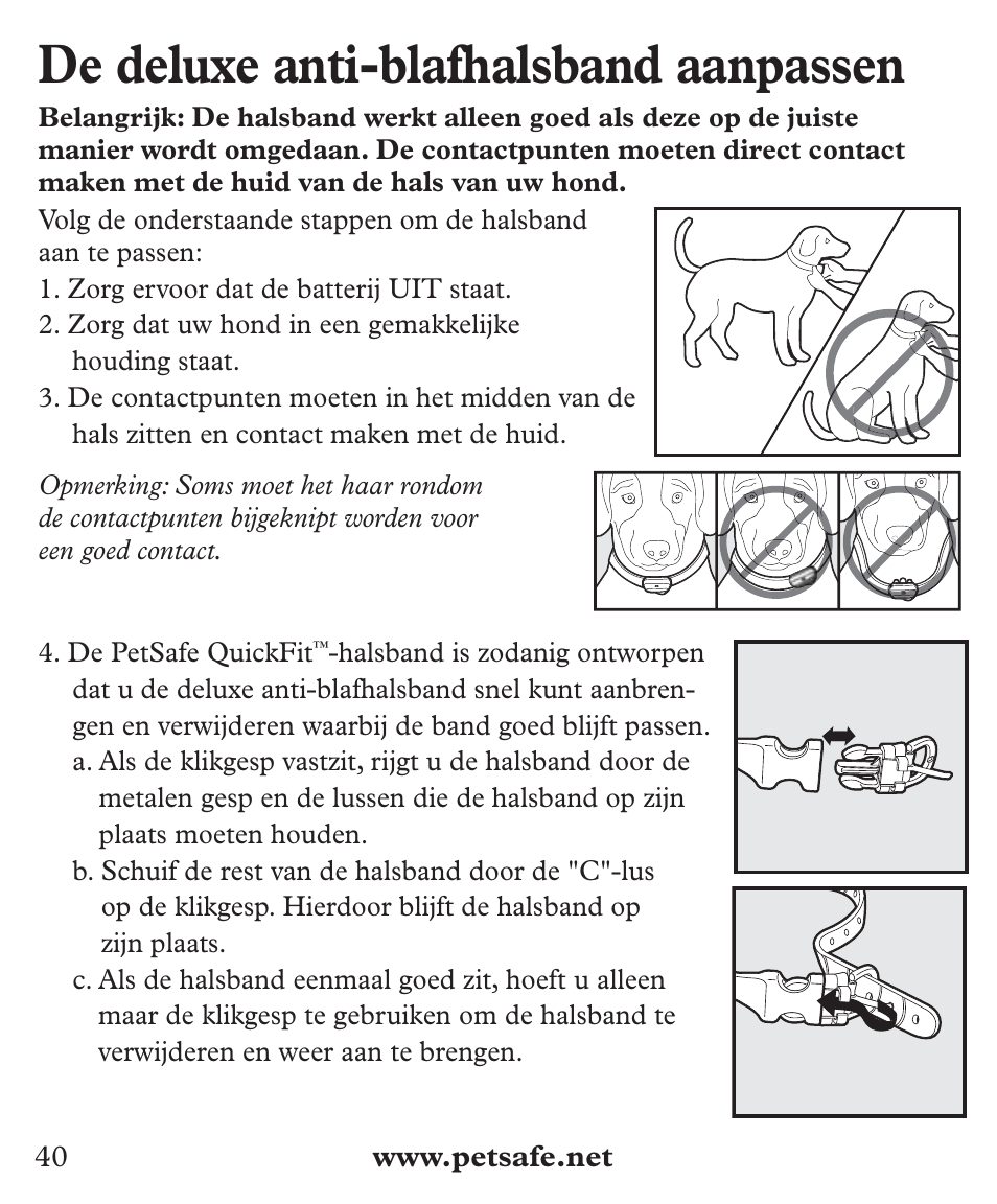 De deluxe anti-blafhalsband aanpassen | Petsafe Deluxe Big Dog Bark Control User Manual | Page 40 / 120