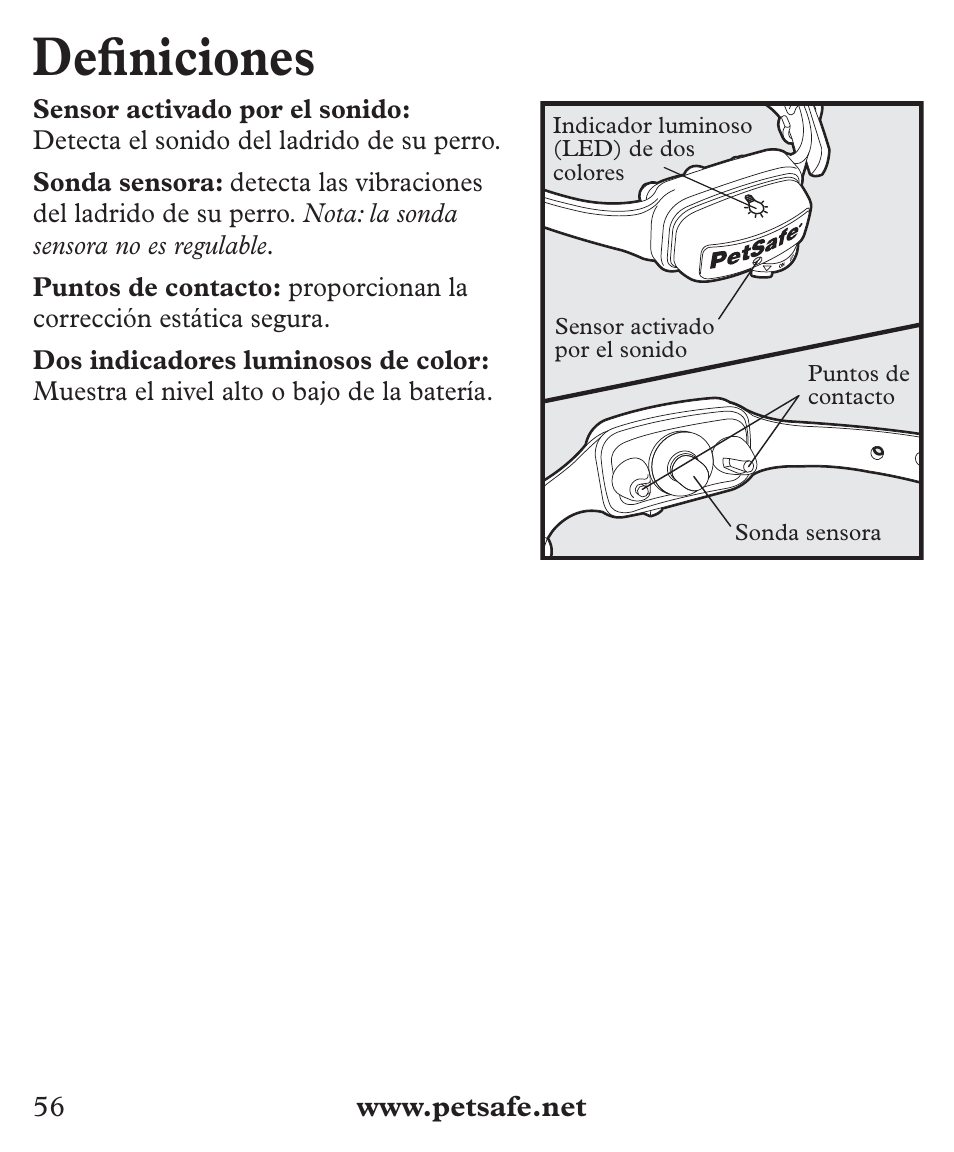Defi niciones | Petsafe Deluxe Big Dog Bark Control User Manual | Page 56 / 120