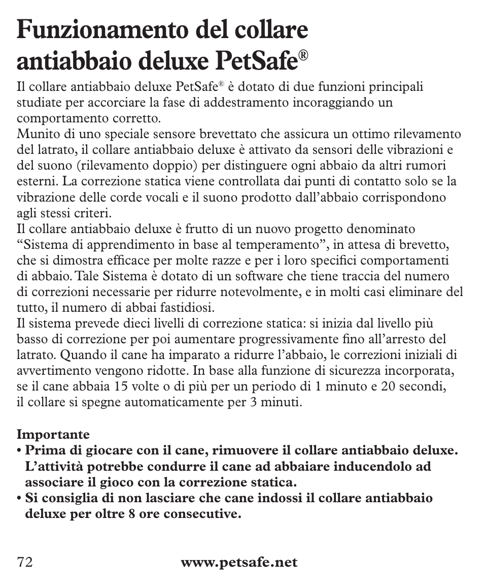 Petsafe Deluxe Big Dog Bark Control User Manual | Page 72 / 120