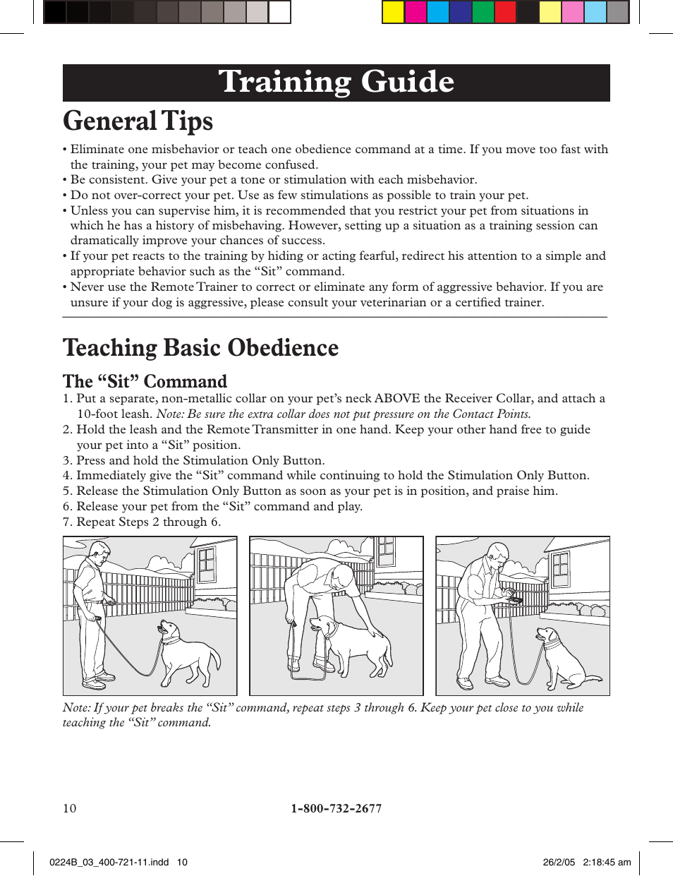 Training guide, General tips, Teaching basic obedience | The “sit” command | Petsafe Deluxe Big Dog Remote Trainer User Manual | Page 10 / 56