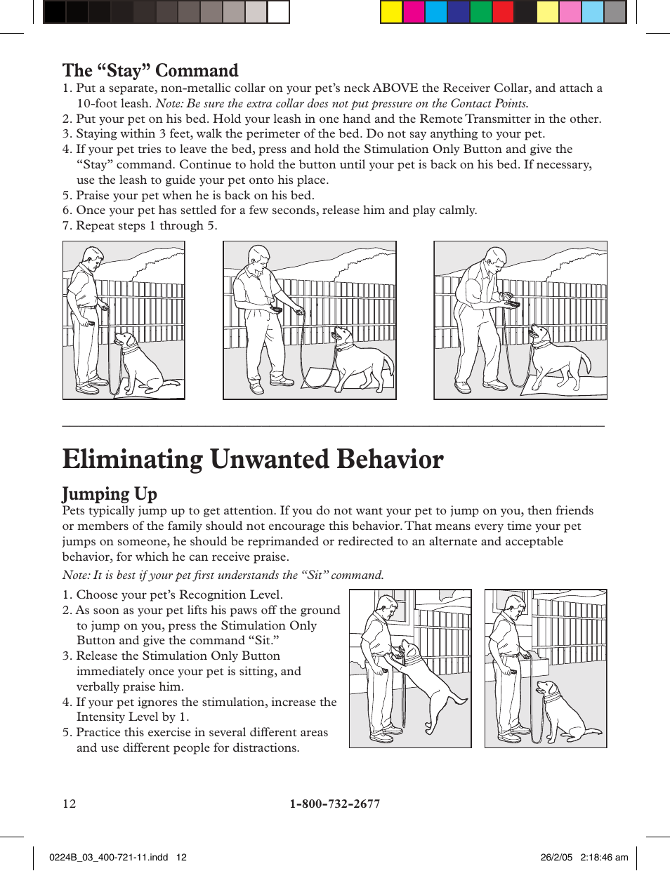 Eliminating unwanted behavior, The “stay” command, Jumping up | Petsafe Deluxe Big Dog Remote Trainer User Manual | Page 12 / 56