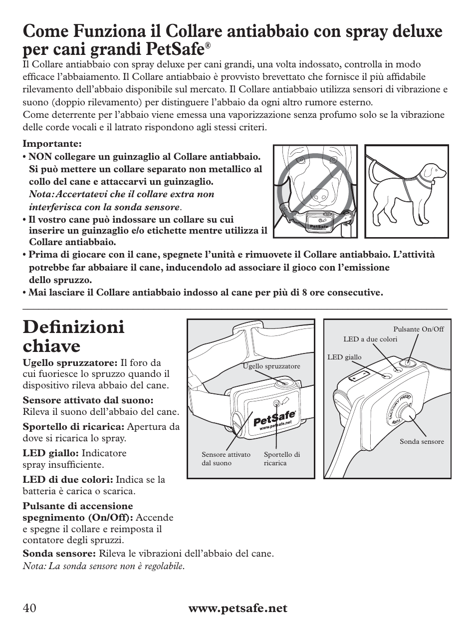 Defi nizioni chiave | Petsafe Deluxe Big Dog Spray Bark Control Collar User Manual | Page 40 / 56