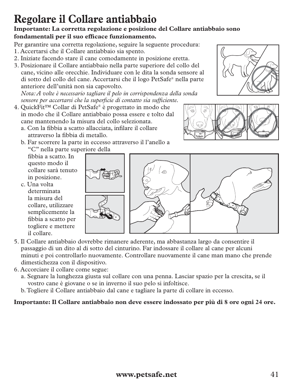 Regolare il collare antiabbaio | Petsafe Deluxe Big Dog Spray Bark Control Collar User Manual | Page 41 / 56