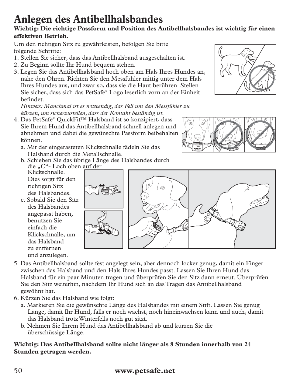 Anlegen des antibellhalsbandes | Petsafe Deluxe Big Dog Spray Bark Control Collar User Manual | Page 50 / 56
