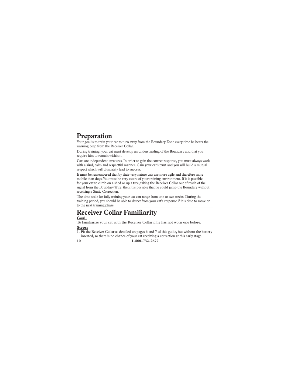 Preparation, Receiver collar familiarity | Petsafe Deluxe In-Ground Cat Fence™ Extra Receiver Collar User Manual | Page 10 / 24