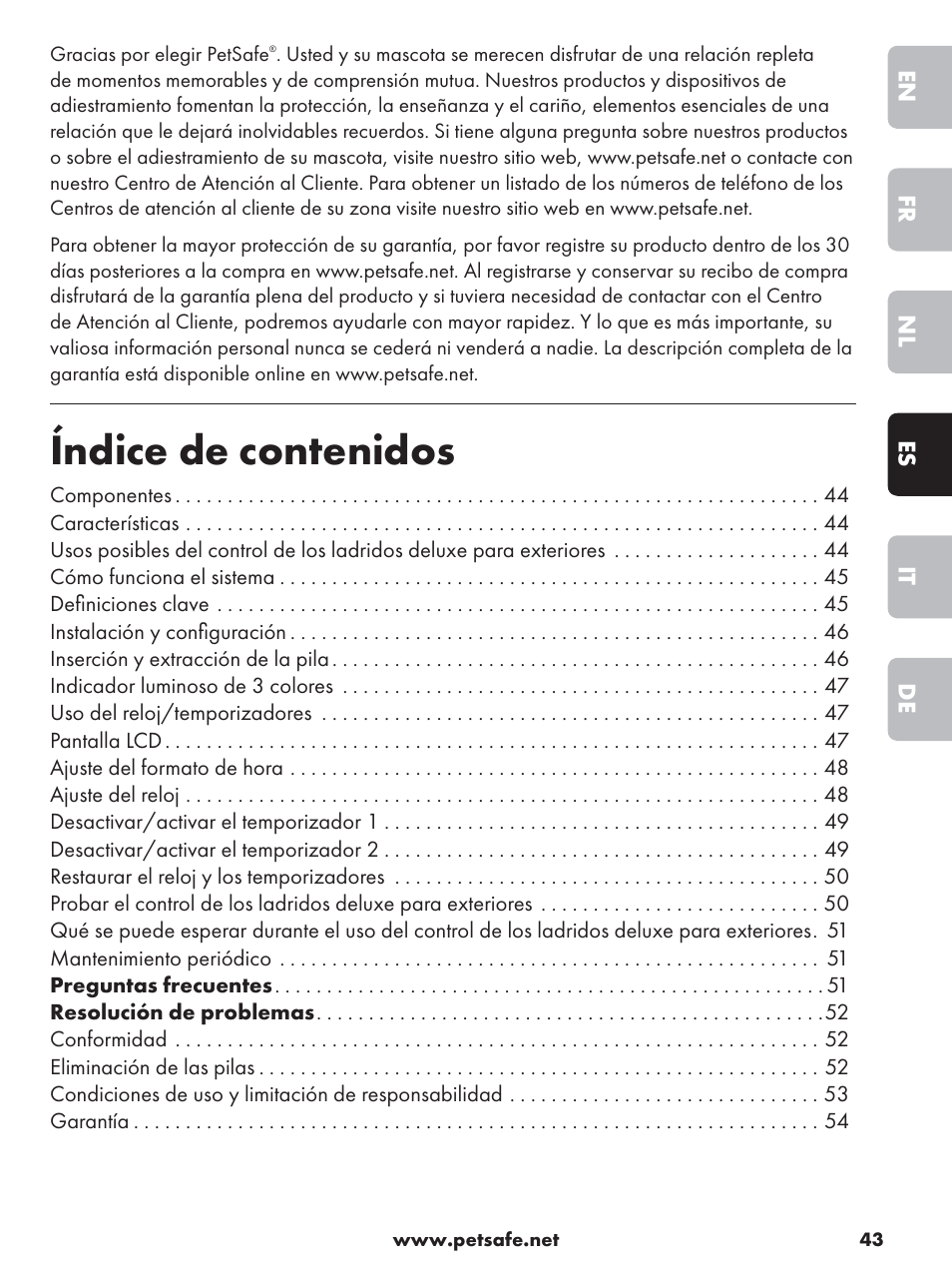 Petsafe Deluxe Outdoor Bark Control User Manual | Page 43 / 80