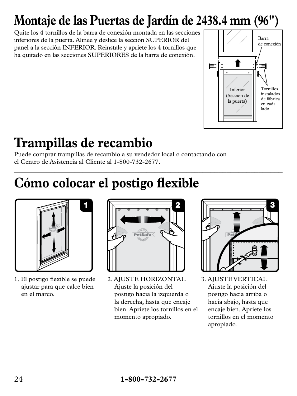 Trampillas de recambio, Cómo colocar el postigo flexible | Petsafe Deluxe Patio Panel Pet Door User Manual | Page 24 / 28