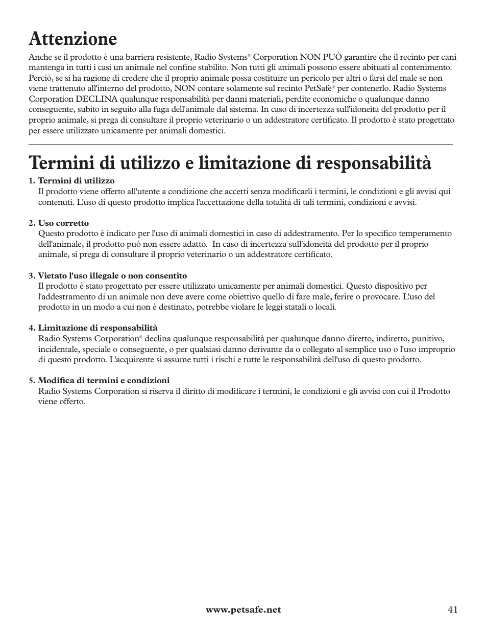 Attenzione | Petsafe DIY Dog Kennel - 2.29 m (W) x 2.29 m (D) x 1.22 m (H) User Manual | Page 41 / 52