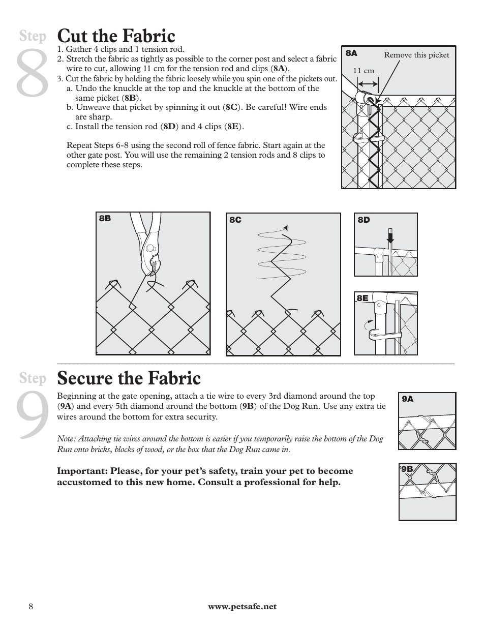 Cut the fabric, Secure the fabric, Step | Petsafe DIY Dog Kennel - 2.29 m (W) x 2.29 m (D) x 1.22 m (H) User Manual | Page 8 / 52