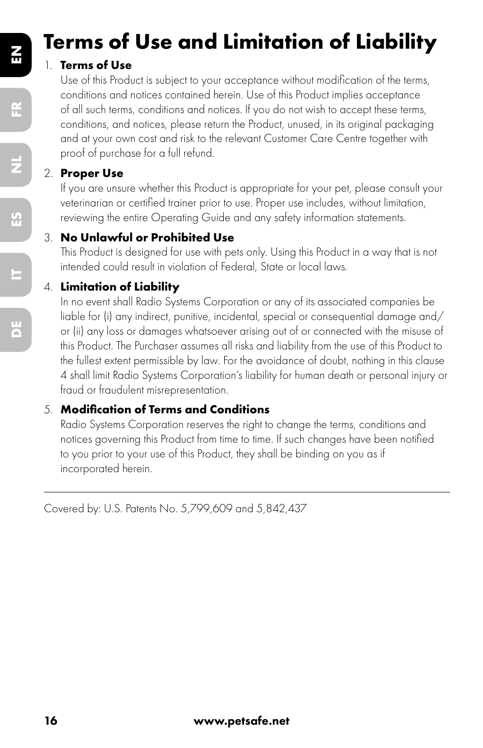 Terms of use and limitation of liability | Petsafe Drinkwell® 360 Stainless Steel Pet Fountain User Manual | Page 16 / 88