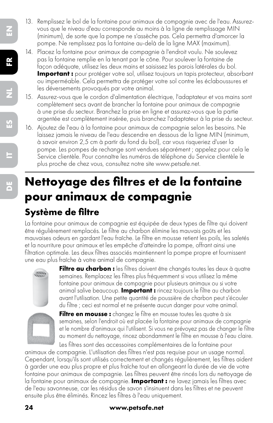 Système de filtre | Petsafe Drinkwell® 360 Stainless Steel Pet Fountain User Manual | Page 24 / 88