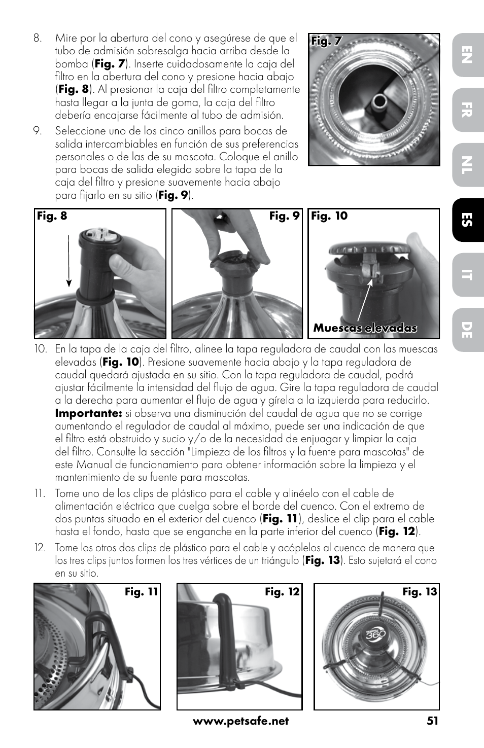 Fr es de en nl it | Petsafe Drinkwell® 360 Stainless Steel Pet Fountain User Manual | Page 51 / 88