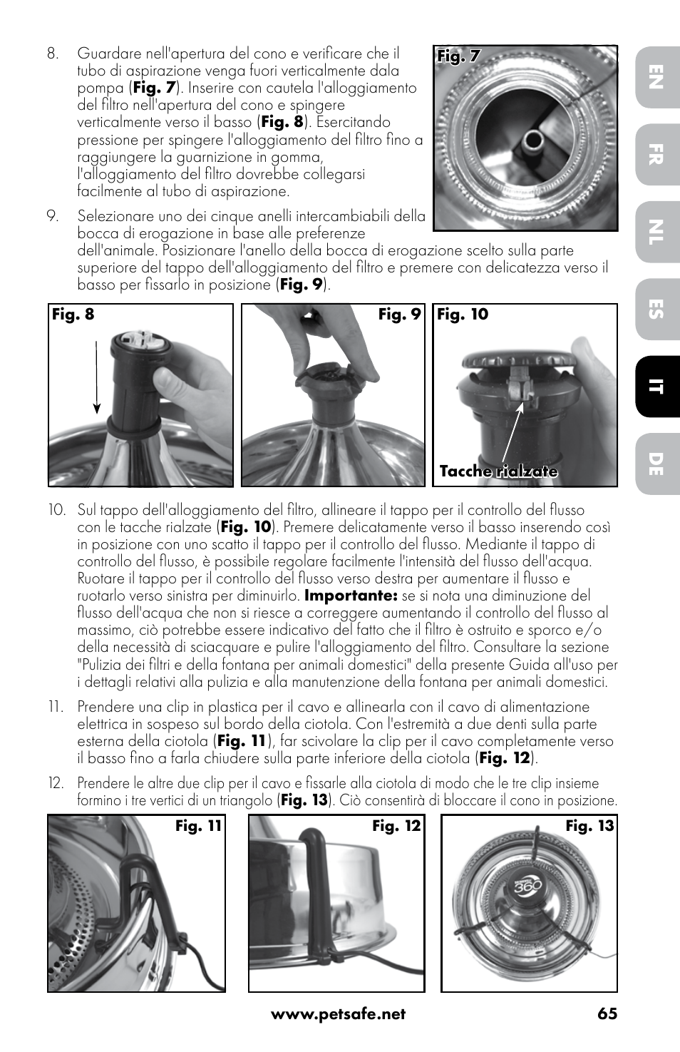 Fr es de en nl it | Petsafe Drinkwell® 360 Stainless Steel Pet Fountain User Manual | Page 65 / 88