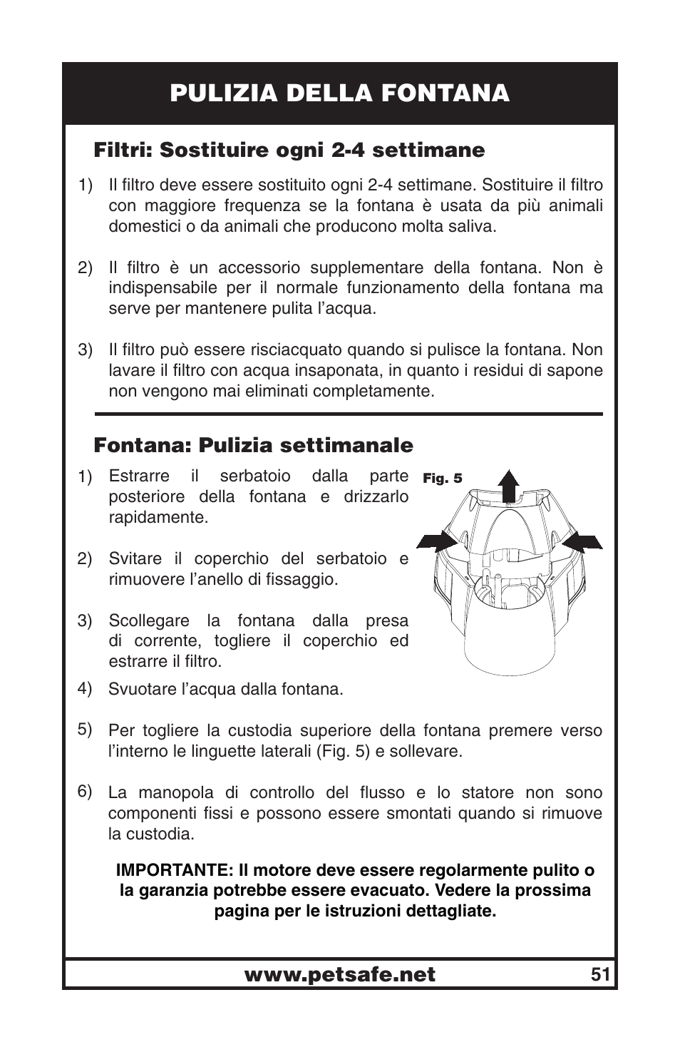 Pulizia della fontana | Petsafe Drinkwell® Big Dog Pet Fountain User Manual | Page 51 / 67