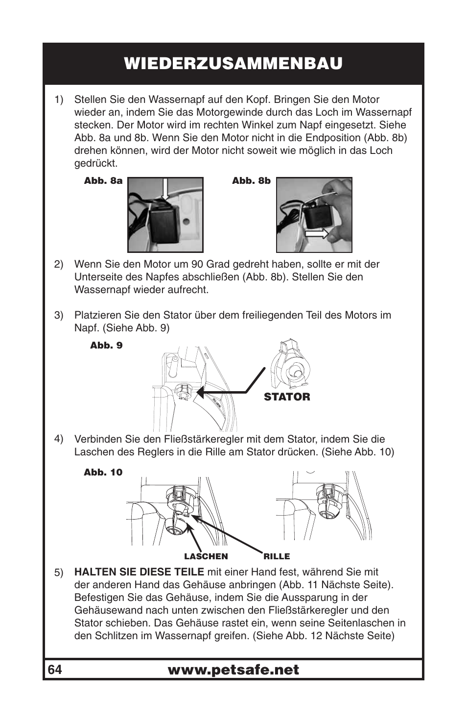 Wiederzusammenbau | Petsafe Drinkwell® Big Dog Pet Fountain User Manual | Page 64 / 67