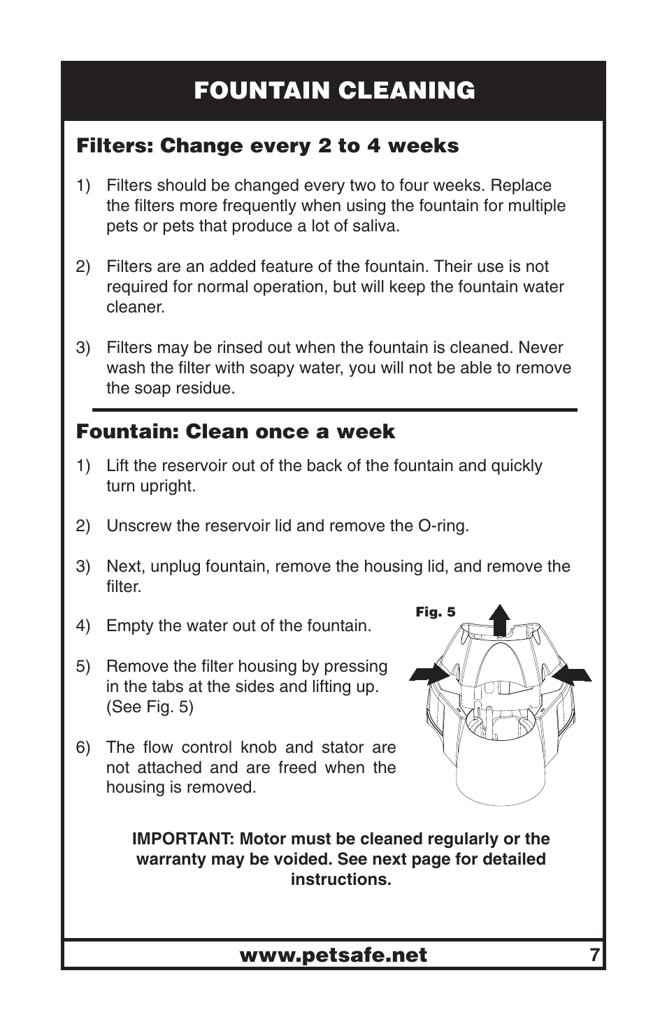 Fountain cleaning | Petsafe Drinkwell® Big Dog Pet Fountain User Manual | Page 7 / 67