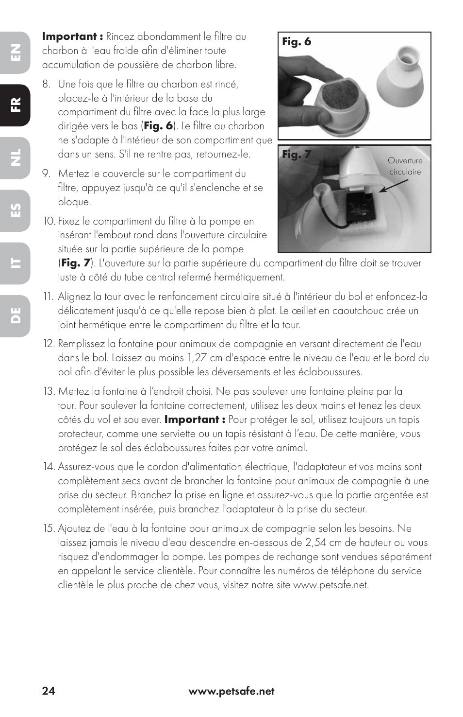 En es fr it nl de | Petsafe Drinkwell® Ceramic Avalon Pet Fountain User Manual | Page 24 / 96
