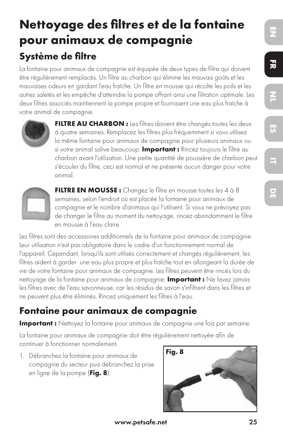 Système de filtre, Fontaine pour animaux de compagnie | Petsafe Drinkwell® Ceramic Avalon Pet Fountain User Manual | Page 25 / 96