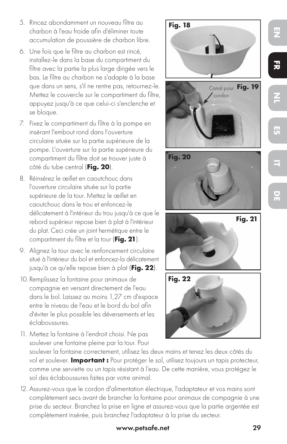 Fr it nl de en es | Petsafe Drinkwell® Ceramic Avalon Pet Fountain User Manual | Page 29 / 96