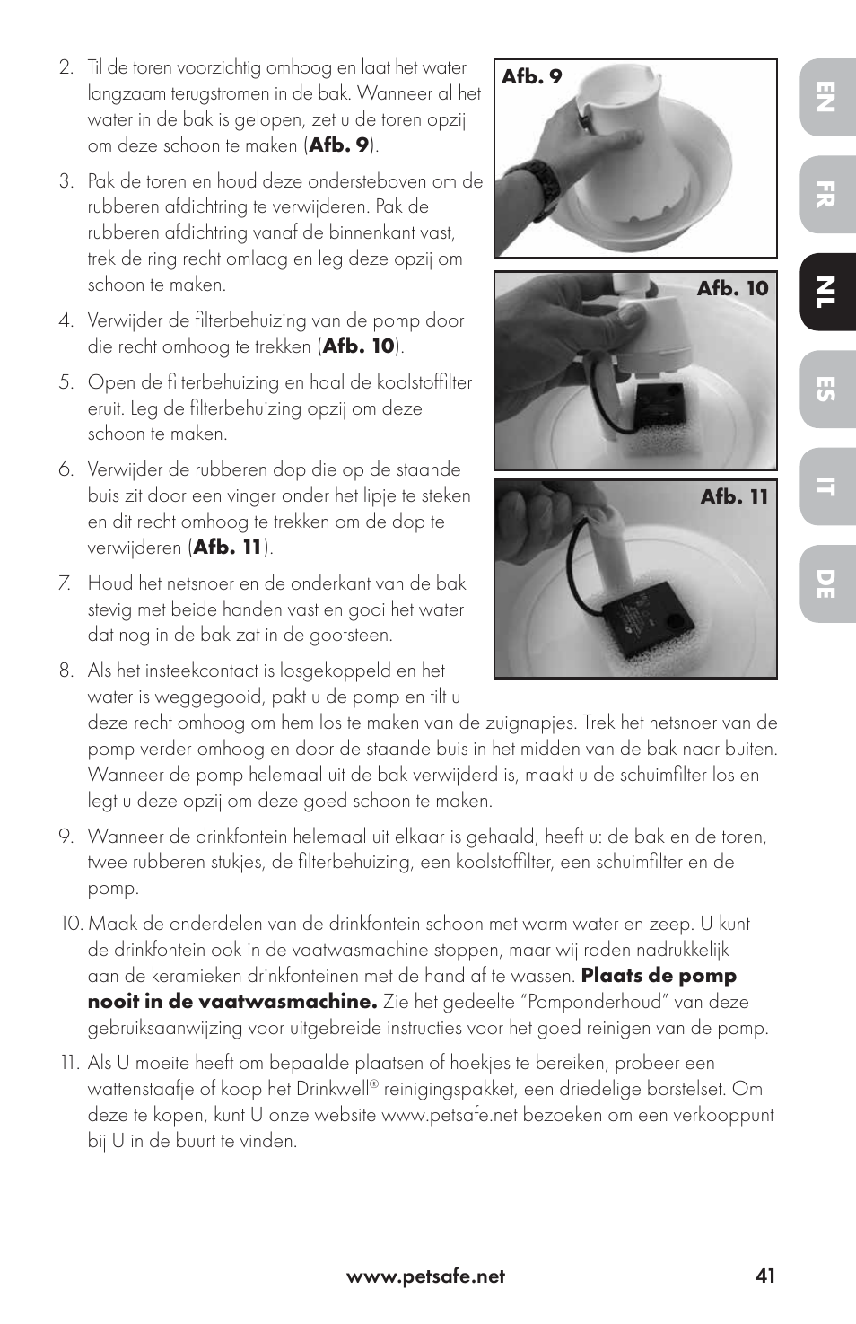 Fr it nl de en es | Petsafe Drinkwell® Ceramic Avalon Pet Fountain User Manual | Page 41 / 96