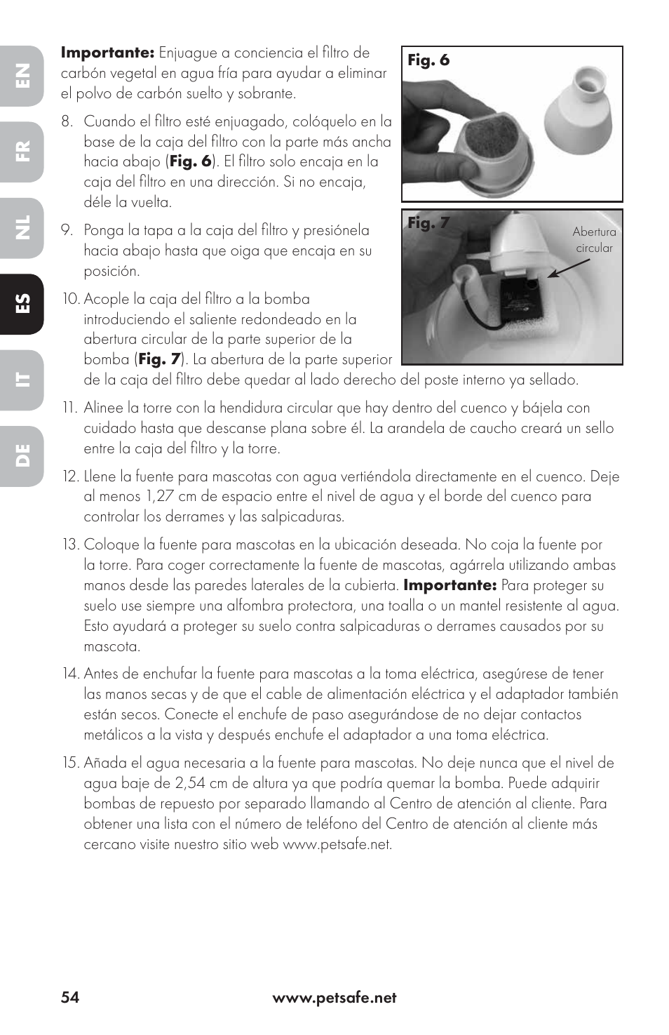 En es fr it nl de | Petsafe Drinkwell® Ceramic Avalon Pet Fountain User Manual | Page 54 / 96
