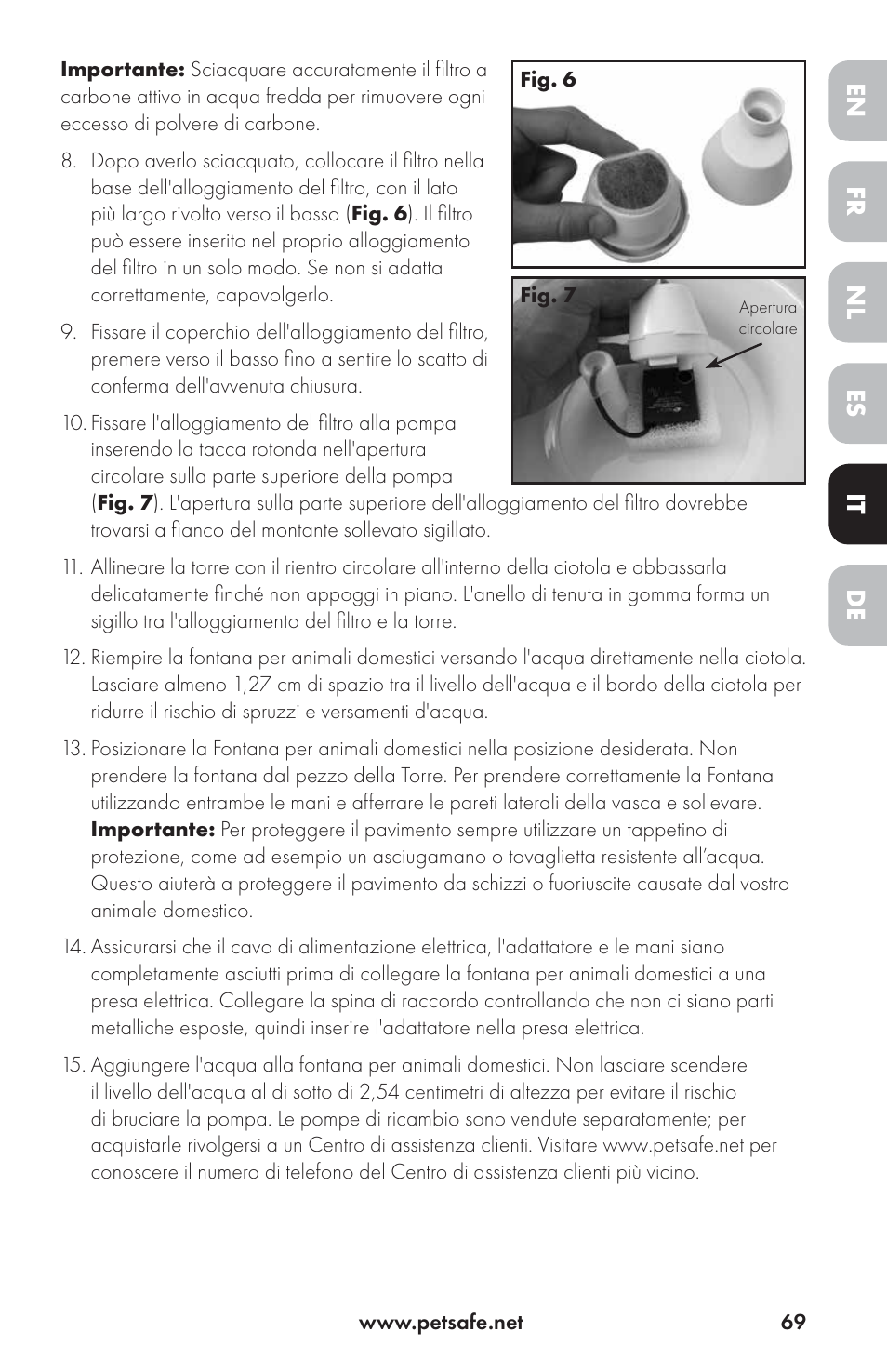 Fr it nl de en es | Petsafe Drinkwell® Ceramic Avalon Pet Fountain User Manual | Page 69 / 96
