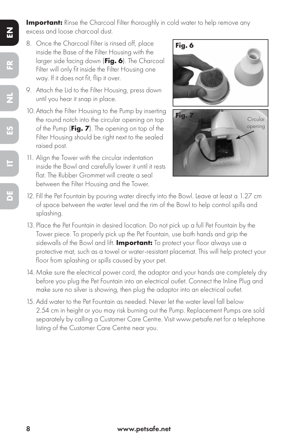 En es fr it nl de | Petsafe Drinkwell® Ceramic Avalon Pet Fountain User Manual | Page 8 / 96